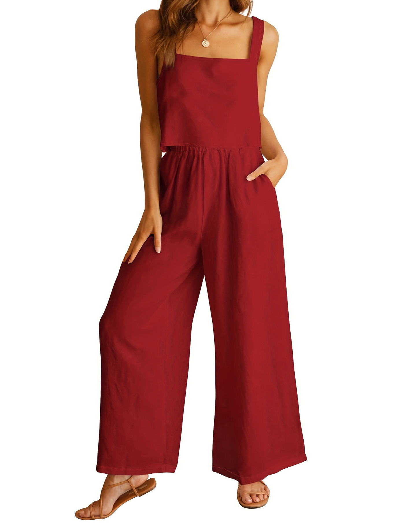 women’s square collar camisole 2 piece outfit