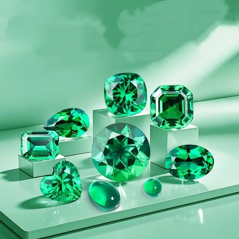 Cultivated Emerald Loose Gemstones in Various Shapes and Sizes