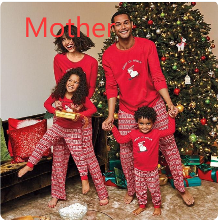 Christmas Letter LET IT SNOW Printed Christmas Parent-child Outfit Family