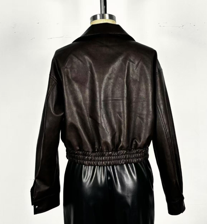 Leather Retro Jacket Long-sleeved Leather Coat