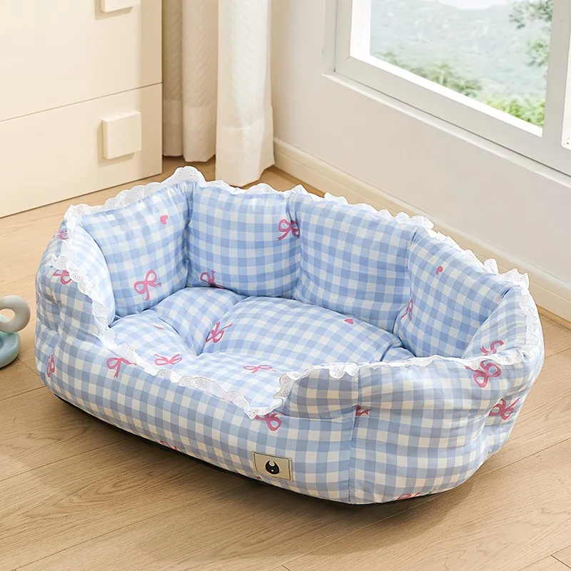 Semi-enclosed Pet Kennel For Small Dogs In All Seasons Of Summer - Blue