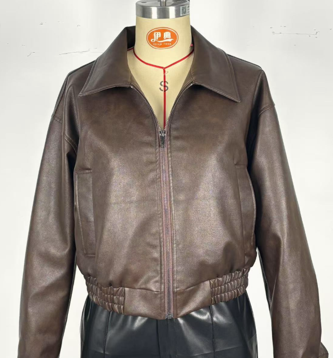 Leather Retro Jacket Long-sleeved Leather Coat