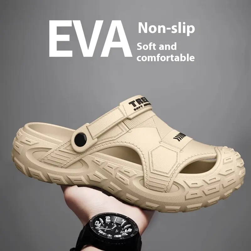 Men's Outdoor Two-way Hole Shoes New Feeling Of Shit Breathable Non-slip Leisure Pump Beach Slippers