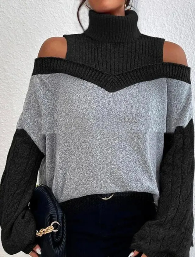 Turtleneck Off the shoulder Long Sleeve Printed Top No 5 Color Xxxl - Shop at LoveMi
