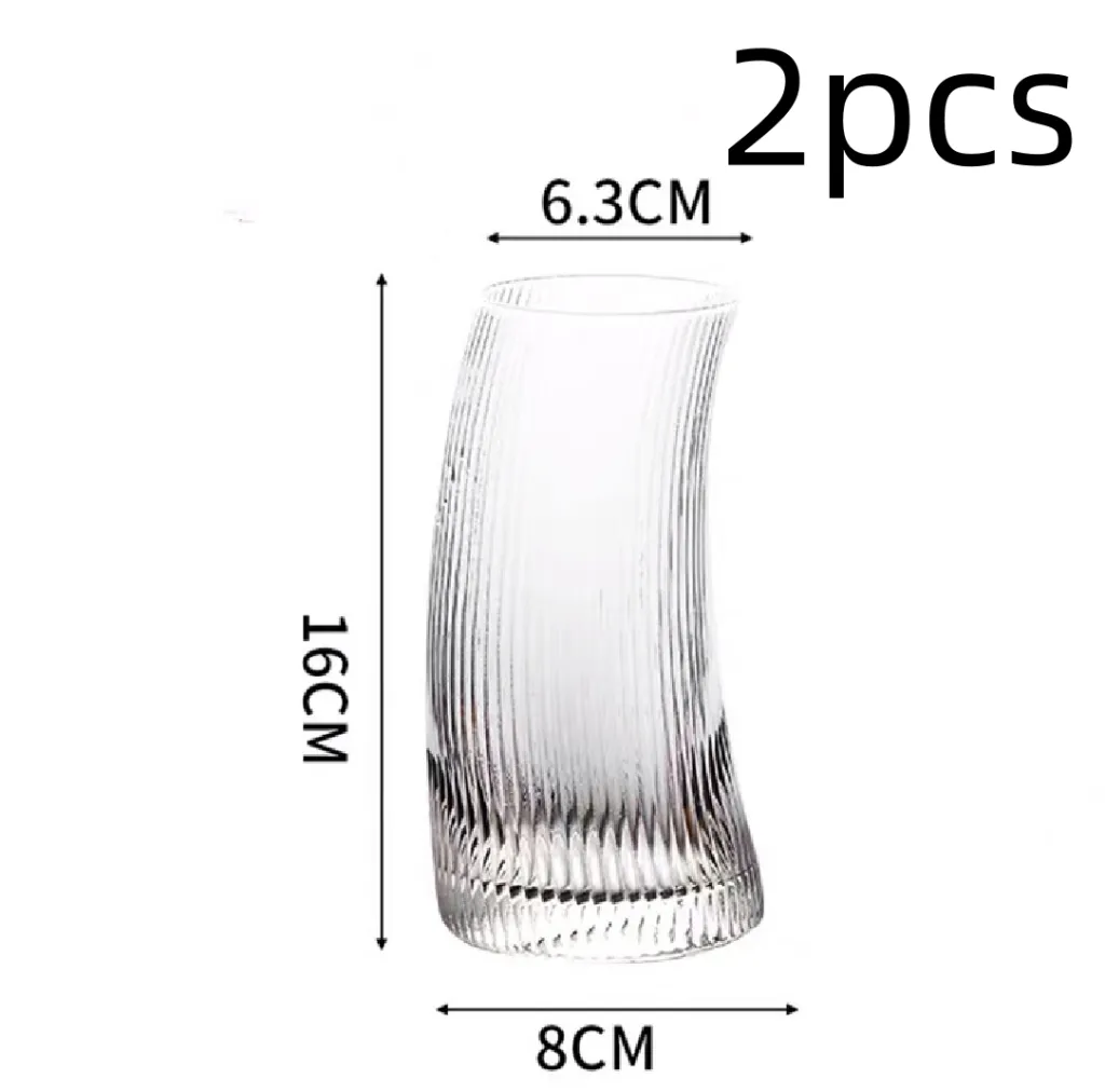 Shaped glass sail crescent cup juice cup - Stripe 490Ml 2Pcs