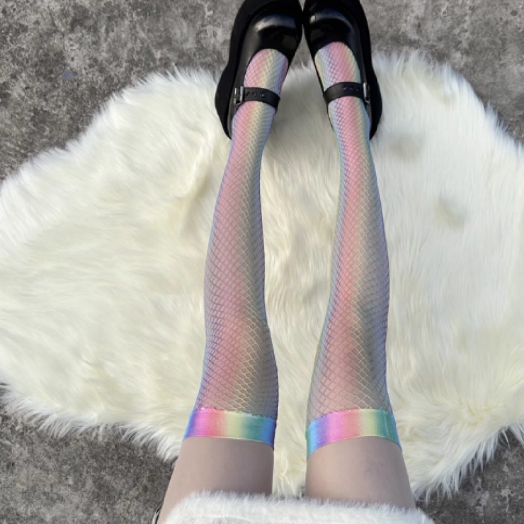 Personalized Colorful Fishnet Stockings Over The Knee Socks