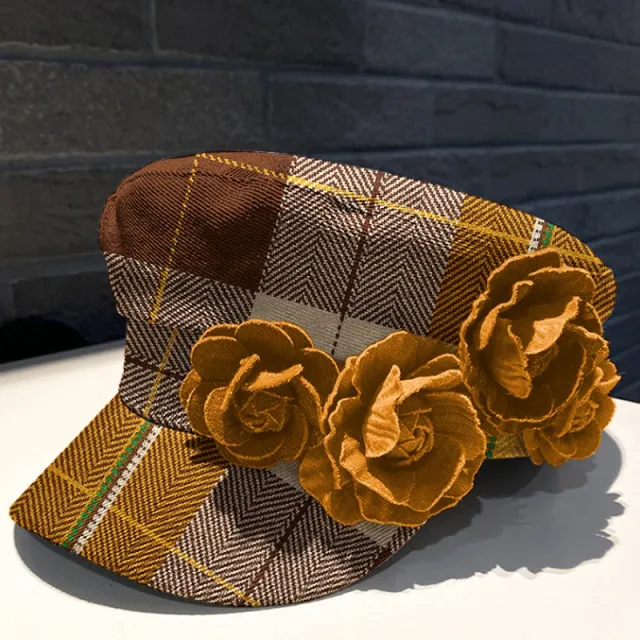 Elegant Checkered Lady's Hat Brown - Shop at LoveMi