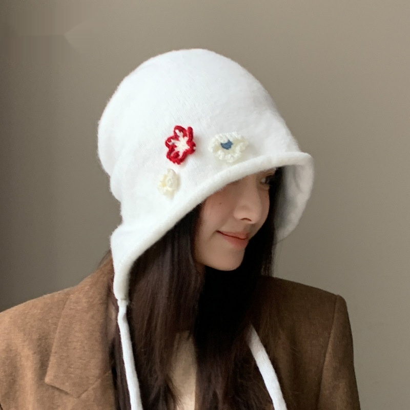 Autumn And Winter Korean Style Flower Knitted Toque All-matching Lazy Style