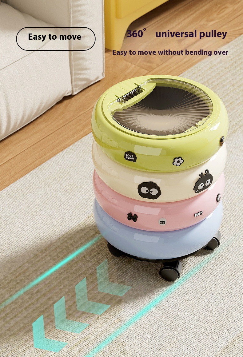 Donut Trash Can Household High-grade Large Capacity Press Open Cover With Wheels