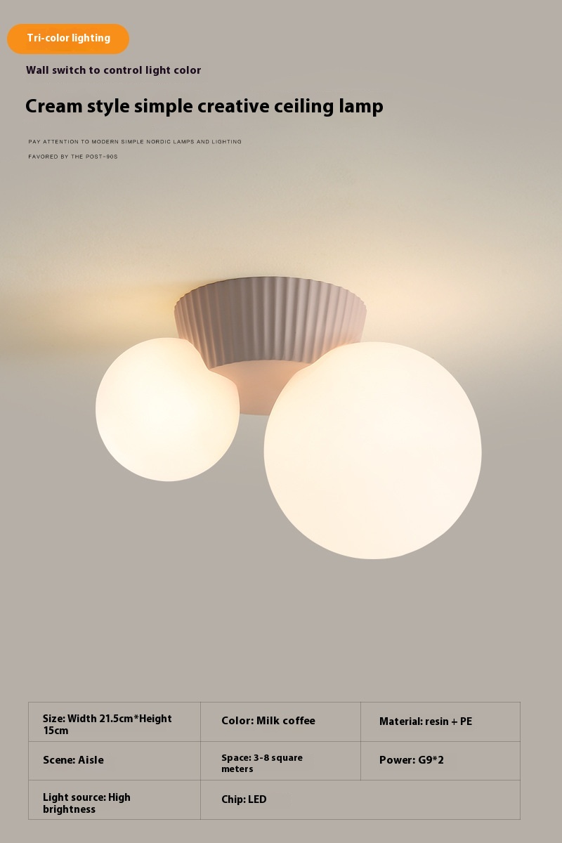 Full Spectrum French Cream Style Aisle Ceiling Lamp Modern Minimalist