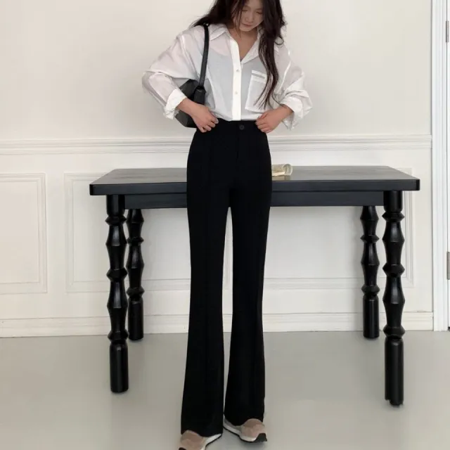 High Waist Slim Fit Suit Casual Pants Drooping Slimming Black - Shop at LoveMi