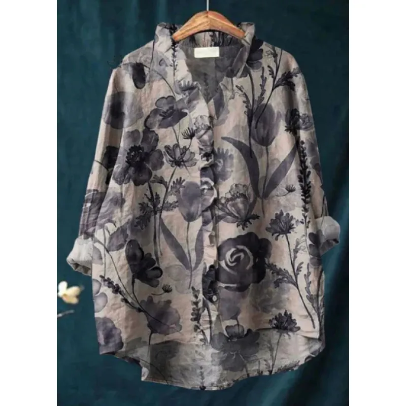 Loose Print Crew Neck Casual Plus Size Women's T-shirt - Melcs22