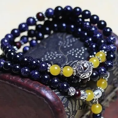 Women's Blue San Beads Bracelet Vintage Ethnic Style Hand Accessories Round 4 Times - Shop at LoveMi