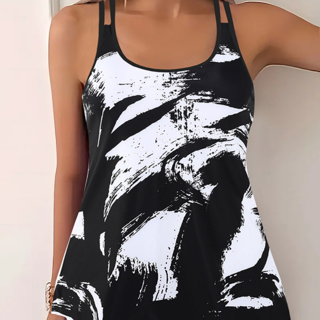 Split Plus Size Swimsuit Women's Boxer Print Swimsuit Skirt Suit - Image 4