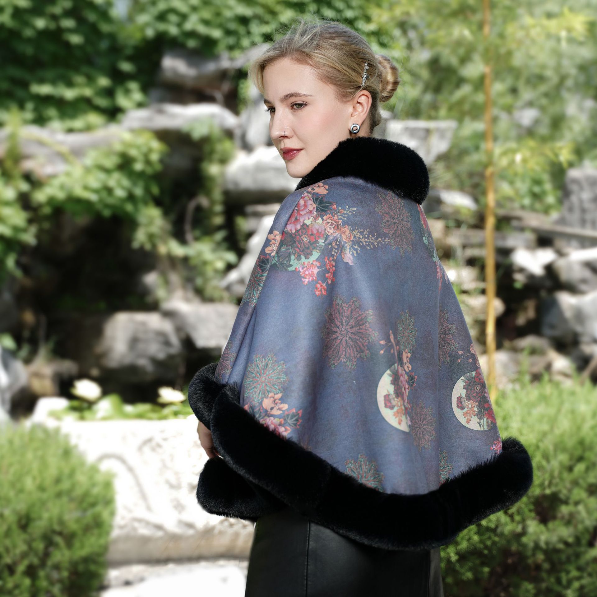 Pure Color Thickened Warm Autumn And Winter New Knitted All-matching Cape And Shawl