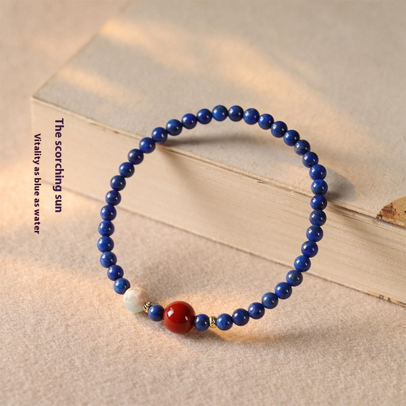 Natural Green Gold Stone Bracelet Women's National Style Shoushan Stone Light Luxury Minority Exquisite Lucky