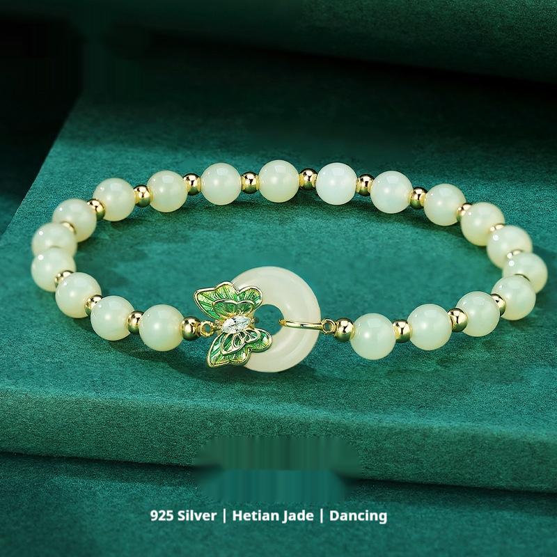Hetian Jade Bracelet Female Butterfly Chinese Style Special Interest Light Luxury