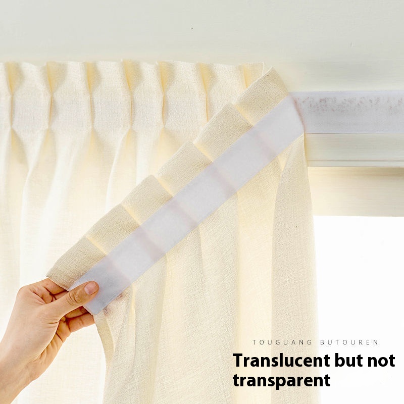 Punch-free Self-adhesive Pleated Gauze Curtain For Bay Windows
