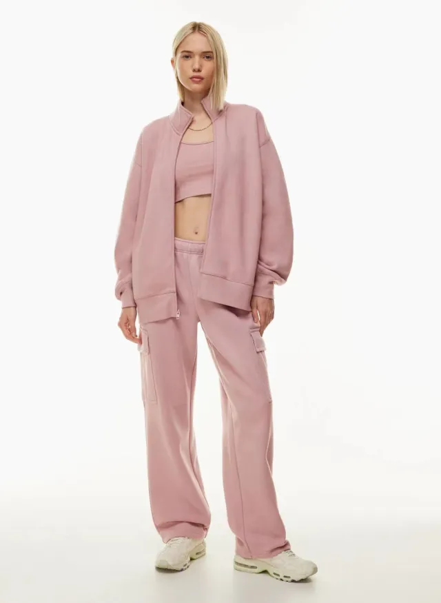 Elastic waist High Waist Wide leg Ankle length Pants Pink - Shop at LoveMi