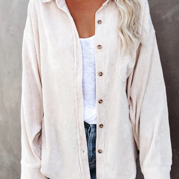 Shirt Solid Color Polo Collar Sunken Stripe Casual Coat