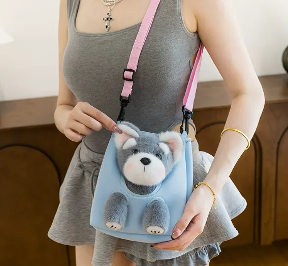 Puppy Toy Bag Plush Toy Birthday Gift Girlfriends' Gift - Schnauzer Model