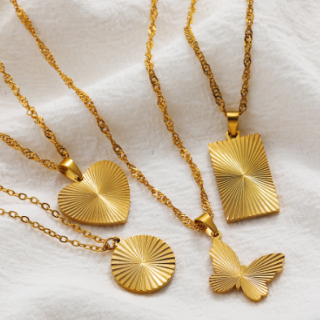 18K Real Gold Pleated Small Round Brand Light Luxury Necklace