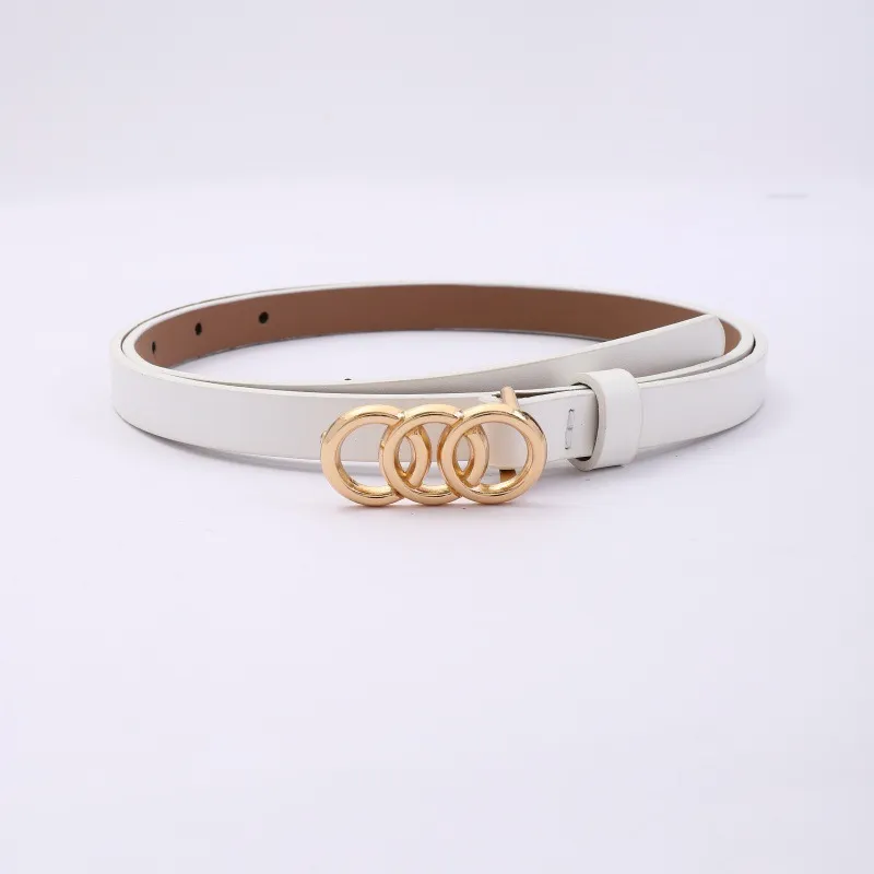 Women's Stylish Retro Minimalism 3-ring Thin Belt - White