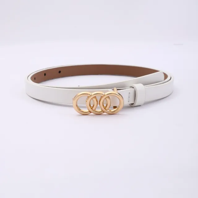 Women's Stylish Retro Minimalism 3 ring Thin Belt White - Shop at LoveMi