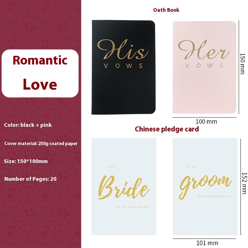 Wedding Bridegroom Bride Oath Card Wedding Notebook High Sense 8