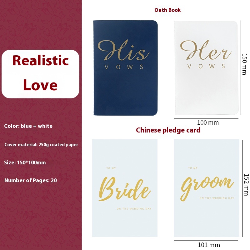 Wedding Bridegroom Bride Oath Card Wedding Notebook High Sense 4