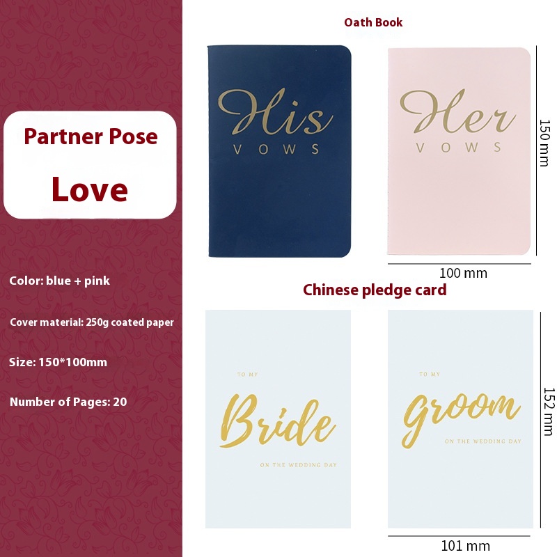 Wedding Bridegroom Bride Oath Card Wedding Notebook High Sense