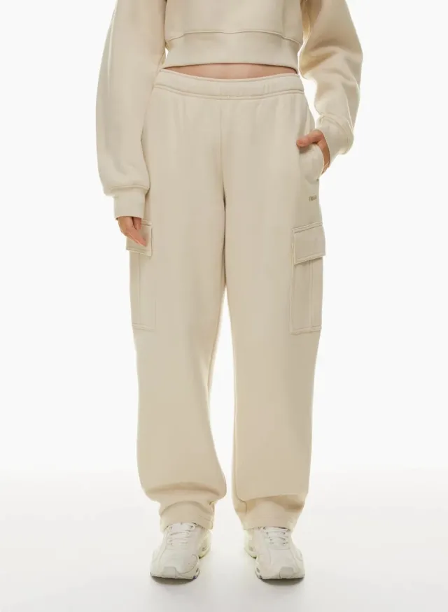 Elastic waist High Waist Wide leg Ankle length Pants Creamy White - Shop at LoveMi