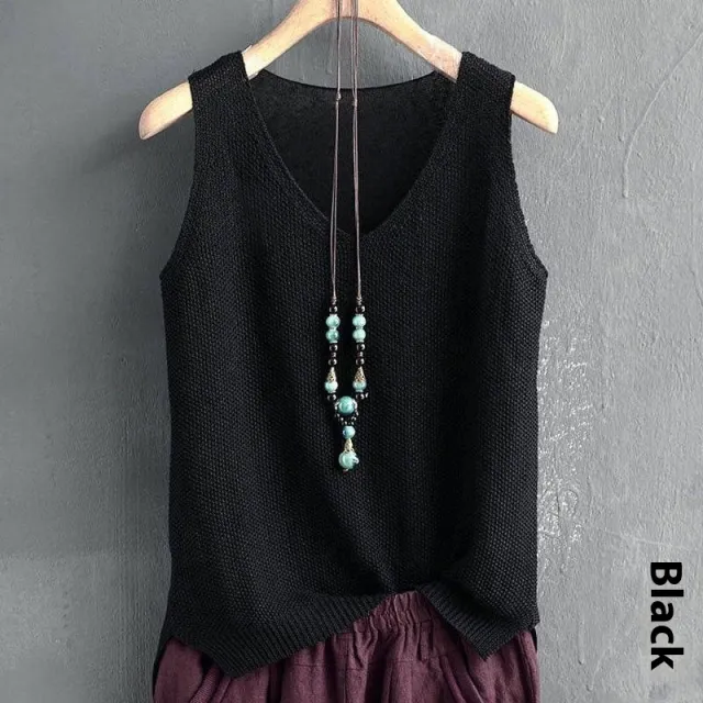 Loose Vest Women's Summer Knitted Bottoming Shirt T shirt Inner Wear Blouse Black - Shop at LoveMi