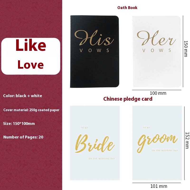 Wedding Bridegroom Bride Oath Card Wedding Notebook High Sense 3