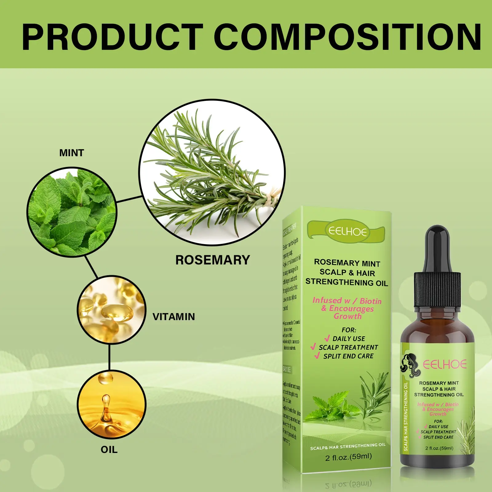 Rosemary Mint Hair Growth Fluid Scalp Massage Set