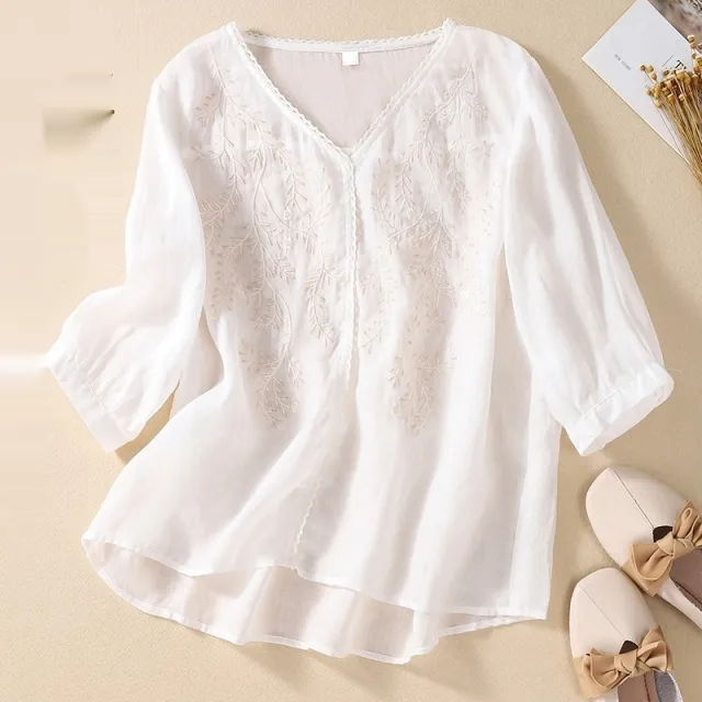 Summer Women's Linen Fashionable Casual Pants Two piece Suit White 2 - Shop at LoveMi