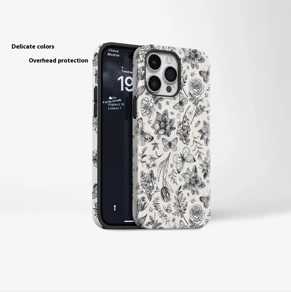 Anti-fall Feilin Phone Case Retro Illustration Butterfly