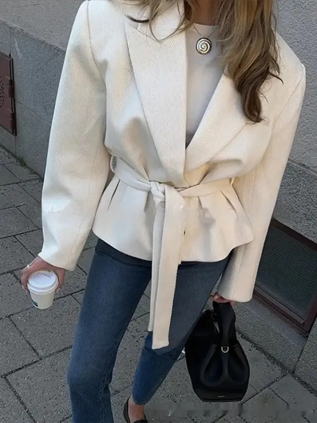 Women's Winter Street Woolen Coat Light Gray - Shop at LoveMi