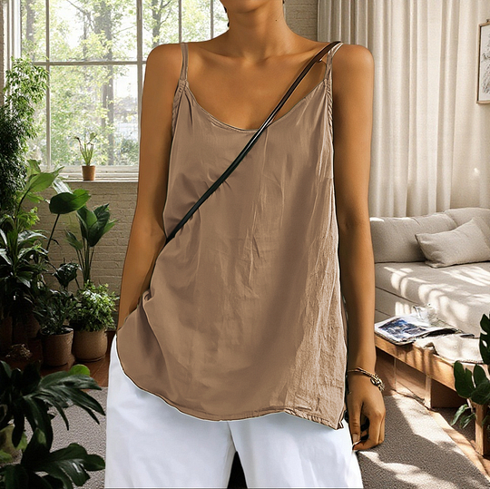 Cotton Linen Sleeveless Vest Women's Summer New Loose Cotton Linen Inner Match Sleeveless Versatile Bottoming Top Khaki - Shop at LoveMi