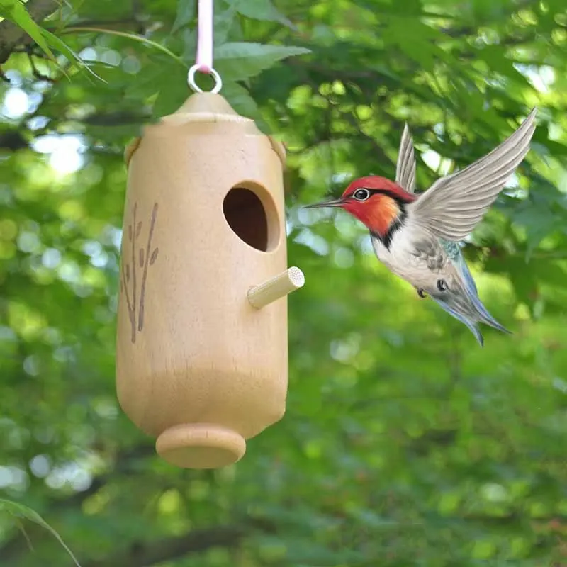 Hummingbird Hanging Swing Bird Nest House Wooden