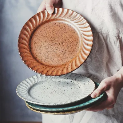 Japanese Creative Phoenix Plate Handmade Old Stoneware Tableware