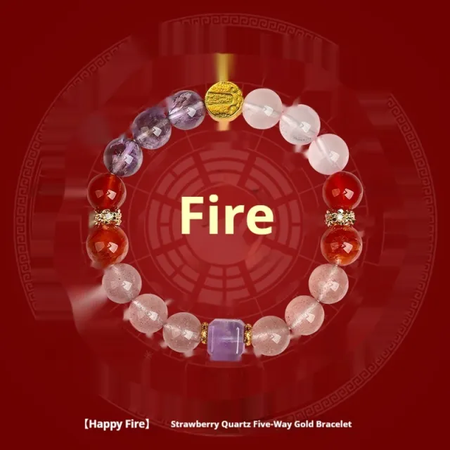 Natural Crystal Duobao Five Elements Bracelet Five Lines Of Gold - Shop at LoveMi