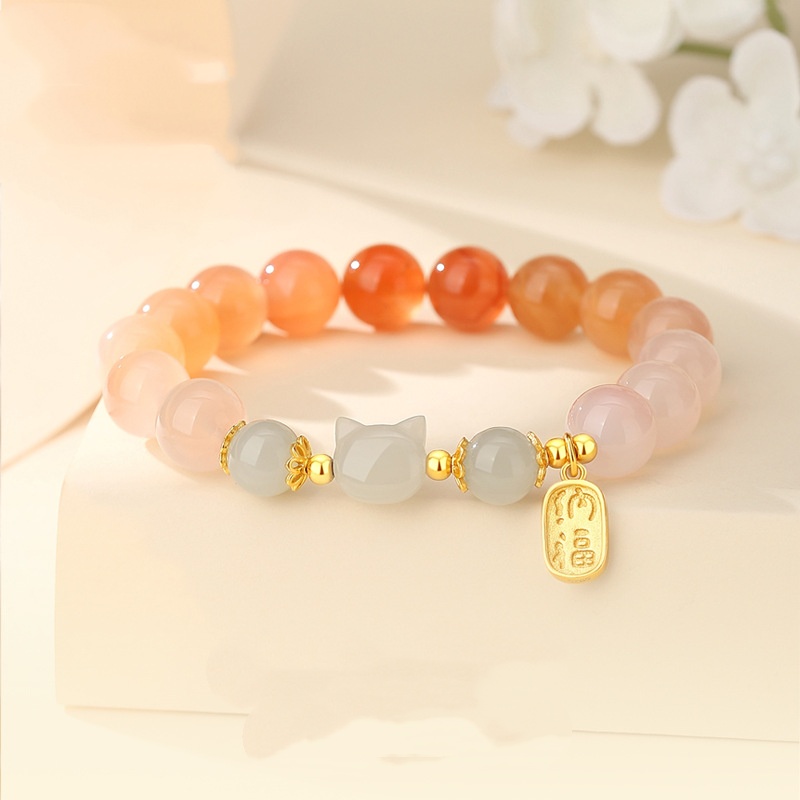 Red Agate Bracelet Hetian Jade Cat National Style - Jewelry & Watches