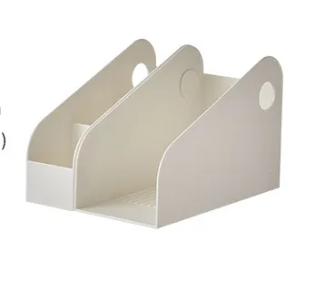 Desktop Stationery Book Shelf Combination Storage Box - Ivory White