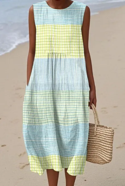 Sleeveless Pocket Casual Printed Temperament Long Dress C15Rkg23Nhepdg17 - Shop at LoveMi