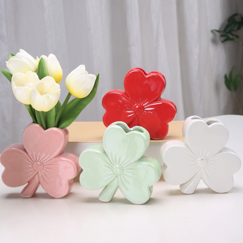 Clover Ceramic Vase Creative Desktop Interior Decoration European Flower Ware
