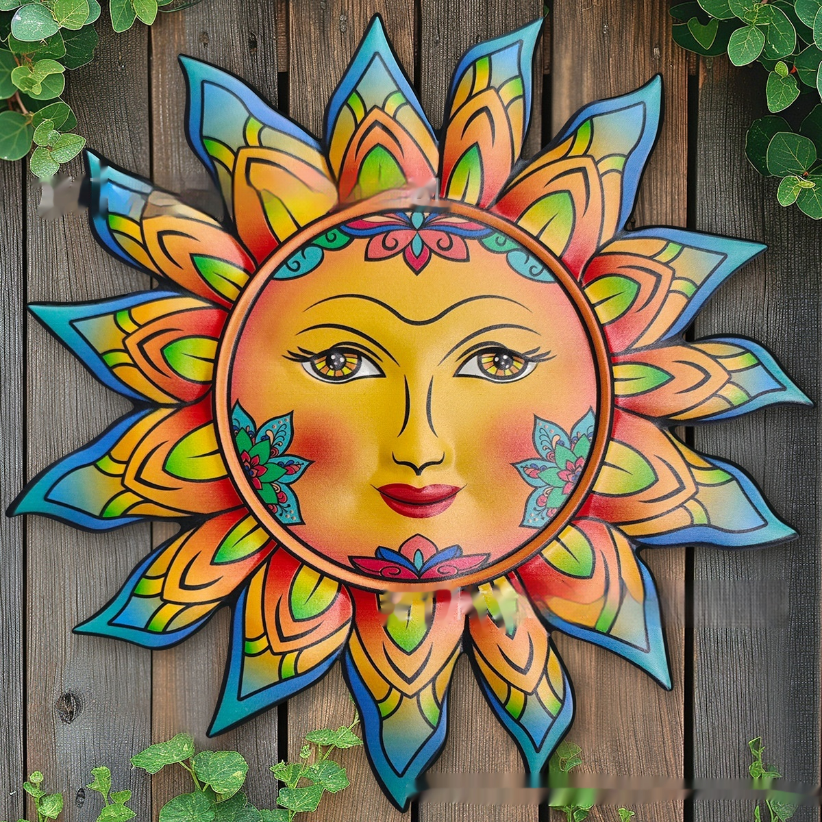 Iron Sun Face Wall Hanging Garden Indoor Living Room Metal Decorative Crafts