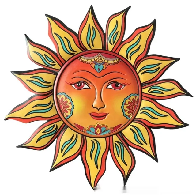 Iron Sun Face Wall Hanging Garden Indoor Living Room Metal Decorative Crafts Color Matching 1 - Shop at LoveMi