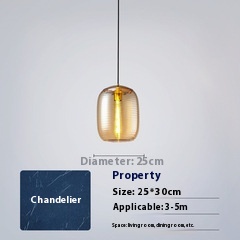Post-modern Simple Personality Creative Striped Restaurant Bar Glass Chandelier - Image 3