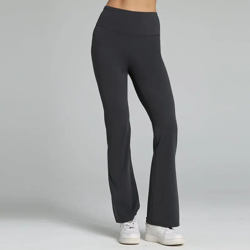 Nude Feel Sports Horn High Waist Hip Lift Stretch Fitness Wide-leg Pants